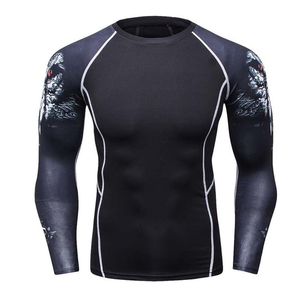 Mens Compression Shirts Skin Tight Thermal Long Sleeves Jerseys Rashguard Crossfit Exercise Workout Fitness Sportswear